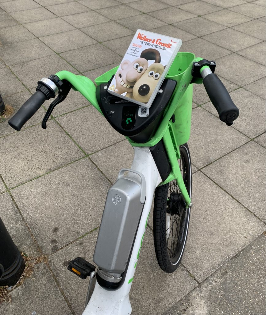 cartoon dvd on a bike